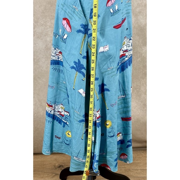 Boden Josephine Midi Dress Size 8 Blue Coastal Print Sleeveless V Neck A Line - Picture 5 of 9